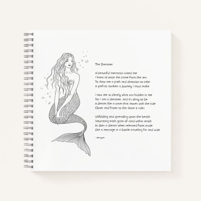Cuaderno de Sirena con poema "El Soñador" (Anverso)