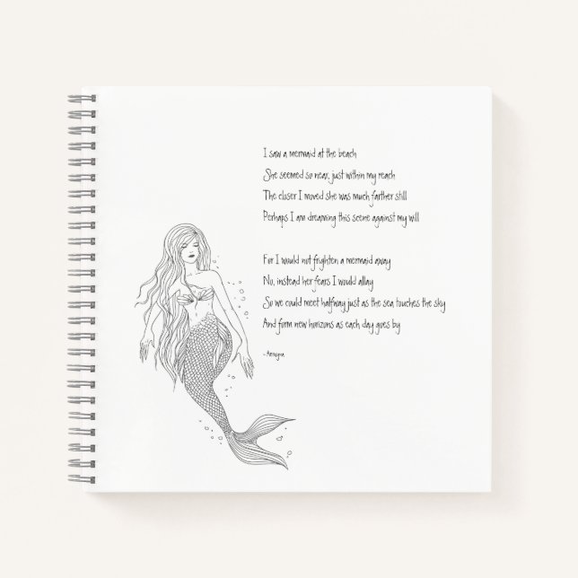 Cuaderno de Sirenas "Vi Una Sirenita En La Playa" (Anverso)