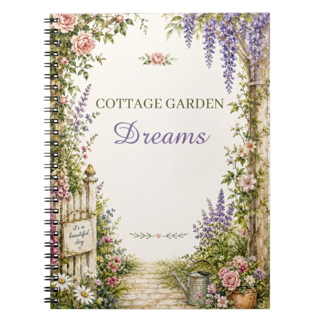 Cuaderno de sueños de jardín de cottage personaliz (Frente)