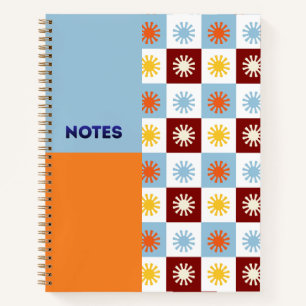 Cuaderno de tablero de ráfaga de sol naranja azul