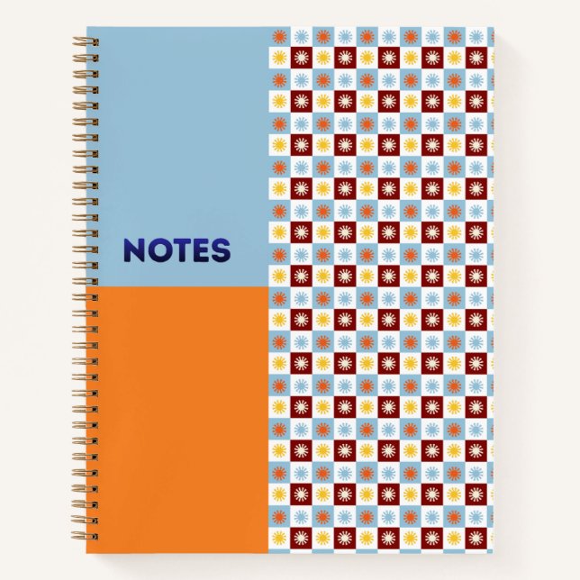 Cuaderno de tablero de ráfaga de sol naranja azul  (Anverso)
