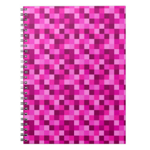 Cuaderno de tapa de píxeles rosados, diario con pa