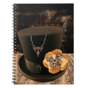 Cuaderno de tapa dura con sombrero de copa Steampu