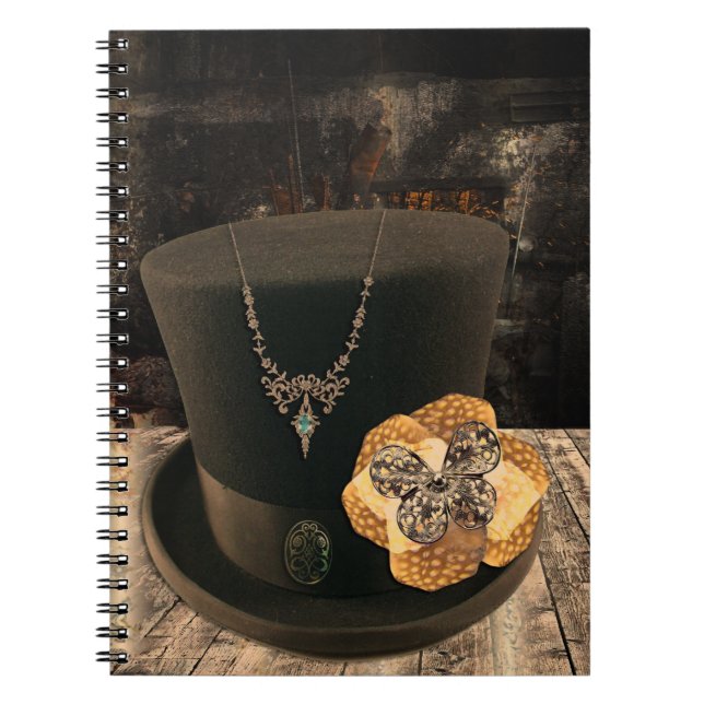 Cuaderno de tapa dura con sombrero de copa Steampu (Frente)
