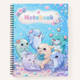 Cuaderno de tapa dura de amigos delfines lindos
