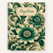 Cuaderno de tapa dura floral clásico con texto per