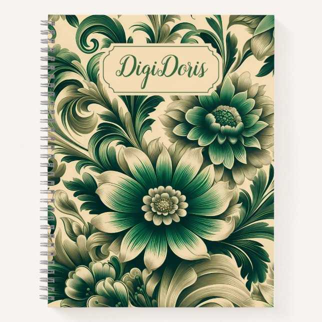 Cuaderno de tapa dura floral clásico con texto per (Anverso)