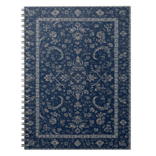 Cuaderno de tapete floral persa azul marino