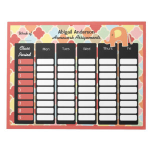 Cuaderno de tareas del elefante pastel