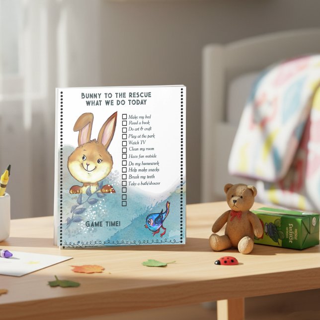 Cuaderno de tareas divertidas para niños con conej (Whimsical Bunny Chore Chart Notepad | Kids )
