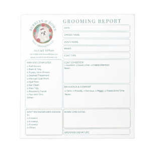 Cuaderno de Tarjetas de Informe de Salón de Aseo d