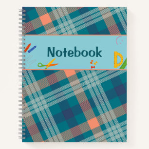 Cuaderno de tartán a cuadros azul-verde