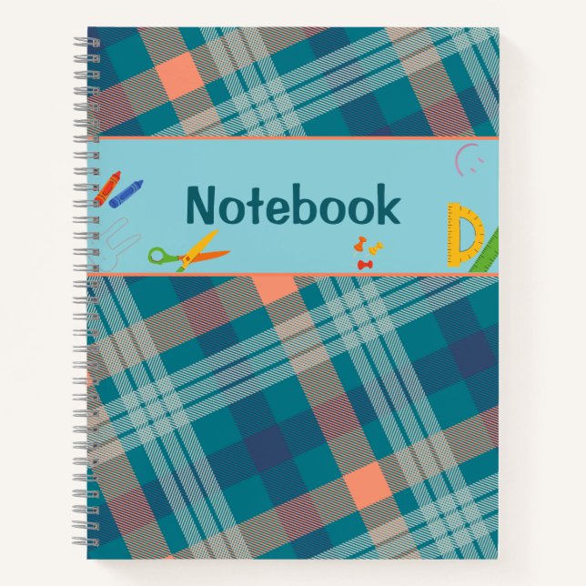 Cuaderno de tartán a cuadros azul-verde (Anverso)