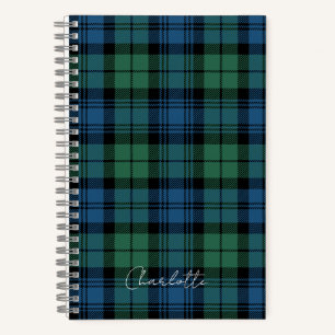 Cuaderno de Tartán Verde Azul Plaid Rústico Campbe