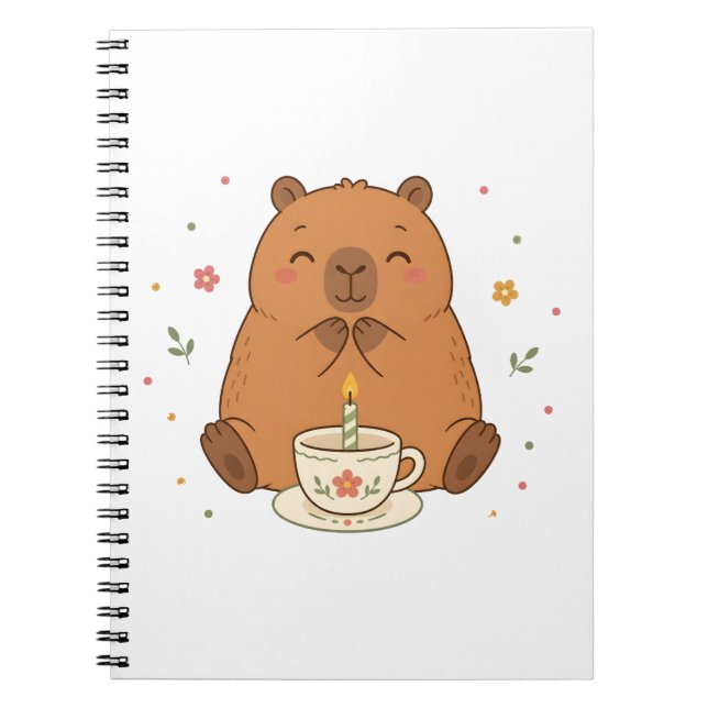 Cuaderno de taza de té con vela de cumpleaños de c (Frente)