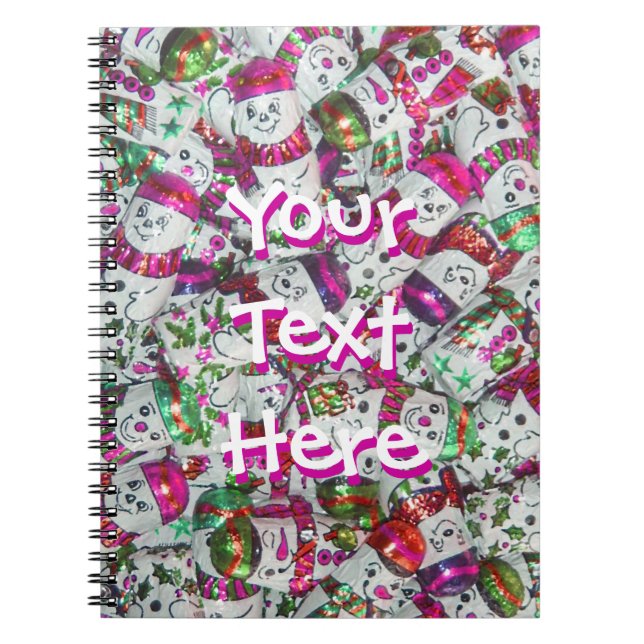Cuaderno de texto rosa dulce para hombres de nieve (Frente)