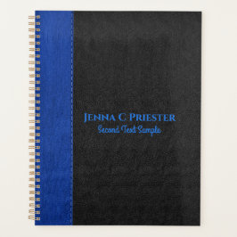 Cuaderno De Textura De Cuero Negro Y Azul