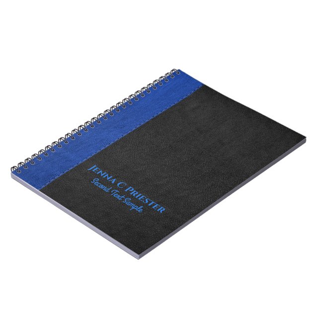 Cuaderno De Textura De Cuero Negro Y Azul (Lado Izquierdo)