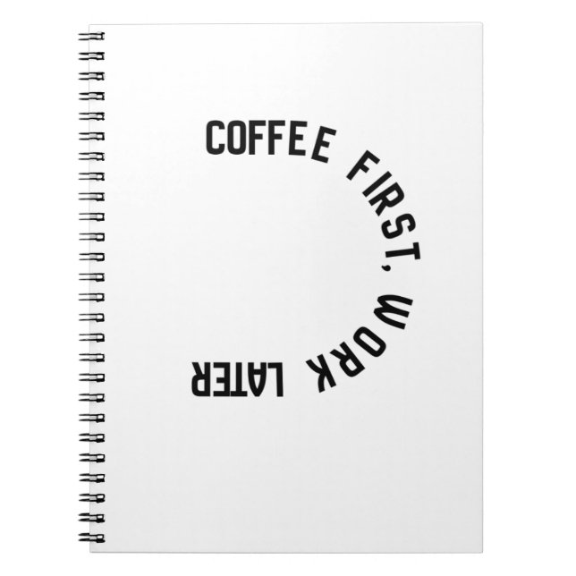Cuaderno de tipografía divertida con "Café primero (Frente)