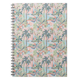 Cuaderno de toile de palma rosa, impresión escénic