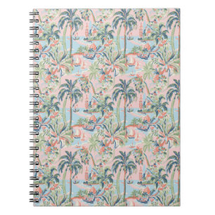 Cuaderno de toile de palma rosa, impresión escénic