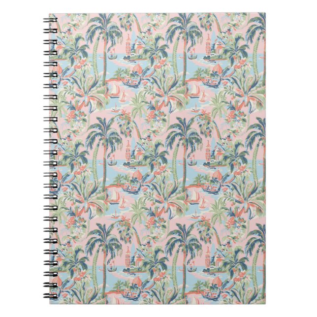 Cuaderno de toile de palma rosa, impresión escénic (Frente)