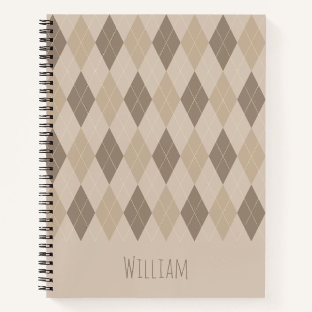 Cuaderno de tonos beige con patrón argyle (Anverso)