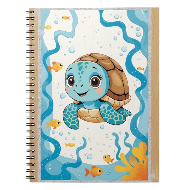 Cuaderno de Tortuga Adorable, Diario de Tema Oceán (Frente)