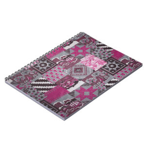 Cuaderno de trabajo en mosaico rosa