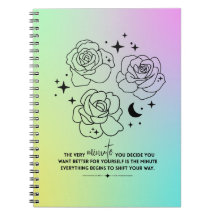 Cuaderno de transformación con brillo pastel