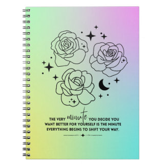Cuaderno de transformación con brillo pastel