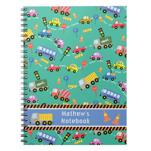 Cuaderno de Transporte Azul Teal. (Frente)