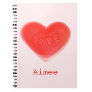 Cuaderno de 'Tu nombre' rosa de corazón dulce