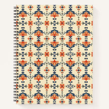 Cuaderno de tulipán coral cobalto Iznik otomano