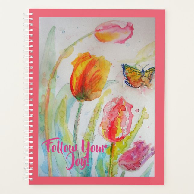Cuaderno de tulipanes florales tulipán rosa (Anverso)