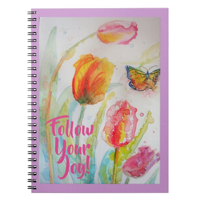 Cuaderno de tulipanes florales tulipán rosa (Frente)