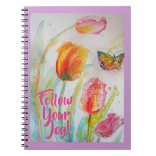Cuaderno de tulipanes rosados flores florales
