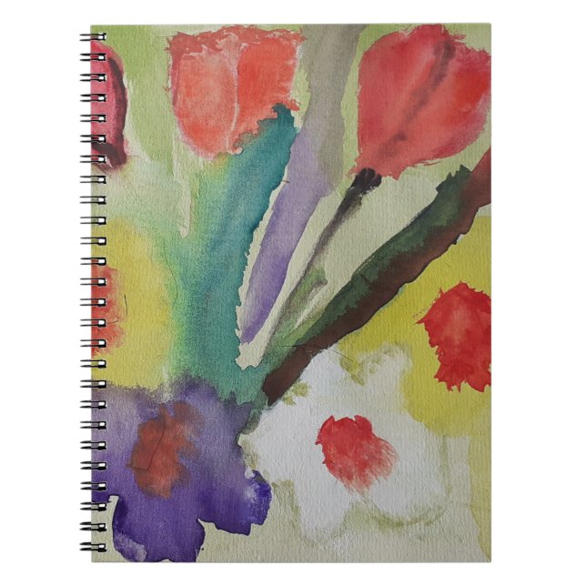 Cuaderno de tulipanes y flores de primavera abstra (Frente)