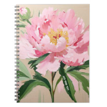 Cuaderno de una sola flor de peonía rosa PERSONALI