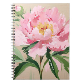 Cuaderno de una sola flor de peonía rosa PERSONALI