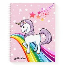 Cuaderno de Unicornio Adorable en un Arcoíris Agre