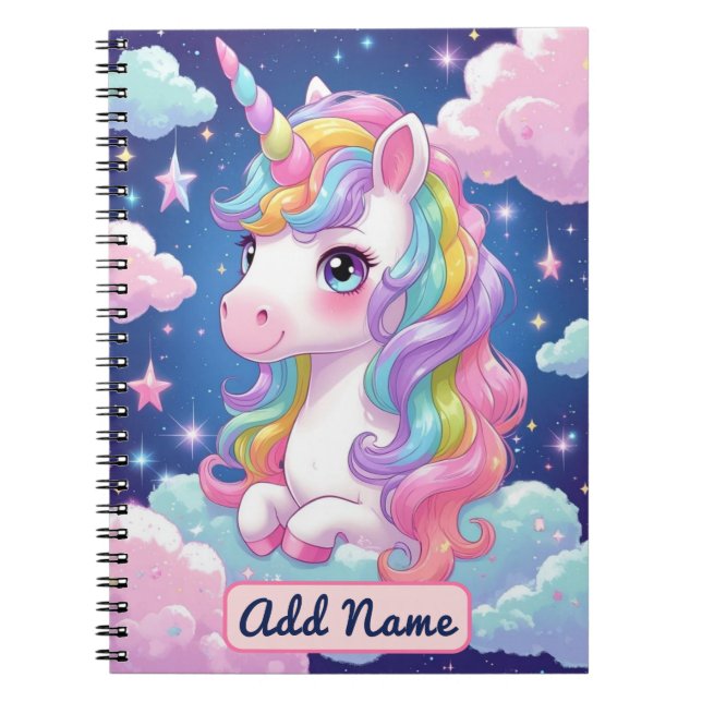 Cuaderno de Unicornio Adorable – Nombre Editable (Frente)