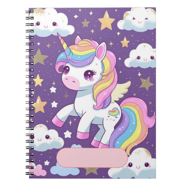 Cuaderno de Unicornio Adorable – Nombre Editable (Frente)
