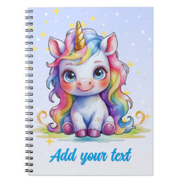 Cuaderno de unicornio azul bebé – Nombre personali