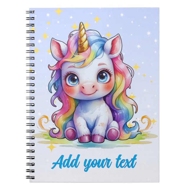 Cuaderno de Unicornio Azul Bebé – Nombre Personali (Frente)