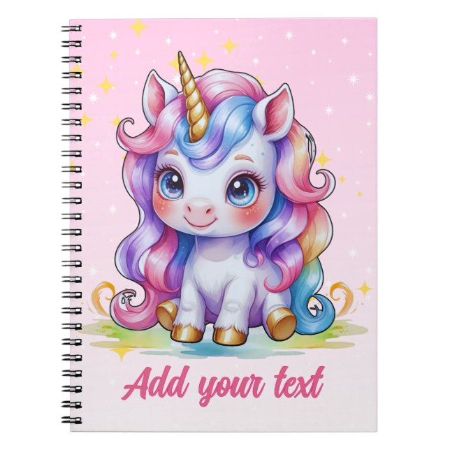 Cuaderno de Unicornio Mágico Rosa – Nombre Persona (Frente)