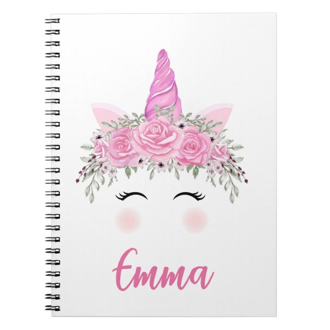 Cuaderno de Unicornio Personalizado con Nombre en  (Frente)