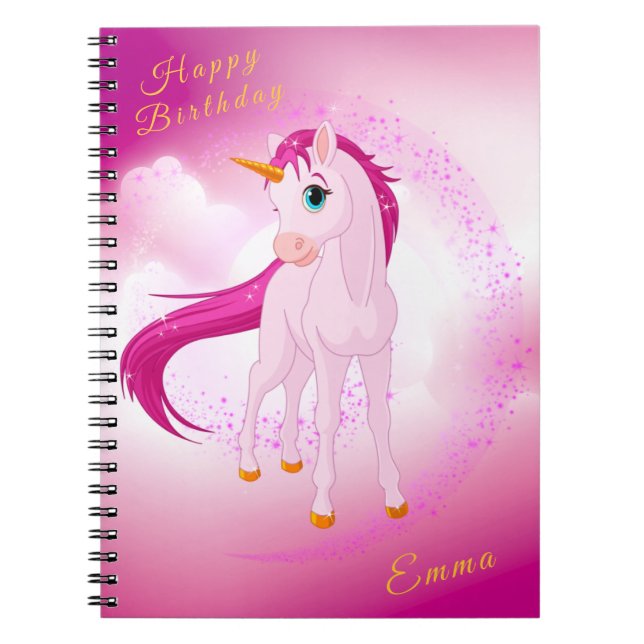 Cuaderno de Unicornio Rosa – Regalo de Cumpleaños  (Frente)