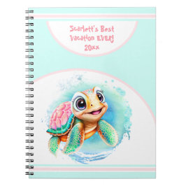 Cuaderno de vacaciones de verano de tortuga linda