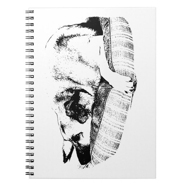 Cuaderno de vector de cachorro tranquilo delineado (Frente)